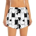 thumbnail image 3 of Uemuo Doodle Cute Cat Pattern Women's Athletic Shorts High Waisted Running Shorts with Liner Pockets Gym Elastic Workout Shorts-, 3 of 9