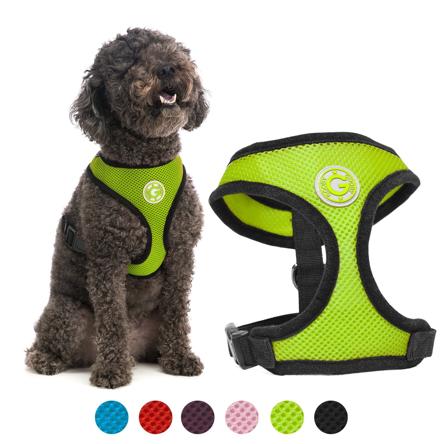 Gooby Dog Harness Green, Medium Soft Mesh HeadIn Small Dog Harness