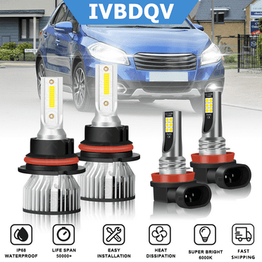 For Suzuki SX4 2007-2013 LED Headlights Combo 9007 High/Low Beam   H11 Fog Light Conversion Kit 4Pcs