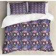 thumbnail image 1 of Tropical Duvet Cover Set Queen Size, Monstera Leaves with Jungle Fern Banana Palm Island Atmosphere, Decorative 3 Piece Bedding Set with 2 Pillow Shams, Lavender Blue and Eggplant, by Ambesonne, 1 of 3