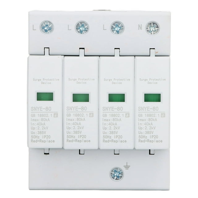 Protecteur de Tension de Maison, Dispositif de Protection contre les Surtensions Résistance à la Corrosion par le Feu Installation de Rail Vitesse de Réponse Rapide 80KA pour la Maison 2P 275v, 3p 385V, 4p 385V