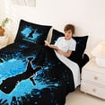 thumbnail image 3 of Castle Fairy Handball Sport King Sheets 4pcs, Watercolor Splash Bedding, Black Blue White,1 Fitted Sheet, 1 Flat Sheet and 2 Pillowcases, 3 of 6