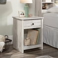 thumbnail image 2 of Pemberly Row Mid-Century 1 Drawer Wooden Nightstand in White Plank, 2 of 11
