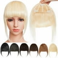thumbnail image 2 of Benehair 100% Human Hair Extensions Clip In Thick Neat Bangs Front Fringes Hairpiece Remy Hair Straight Woman Blonde 3 Clips, 2 of 10