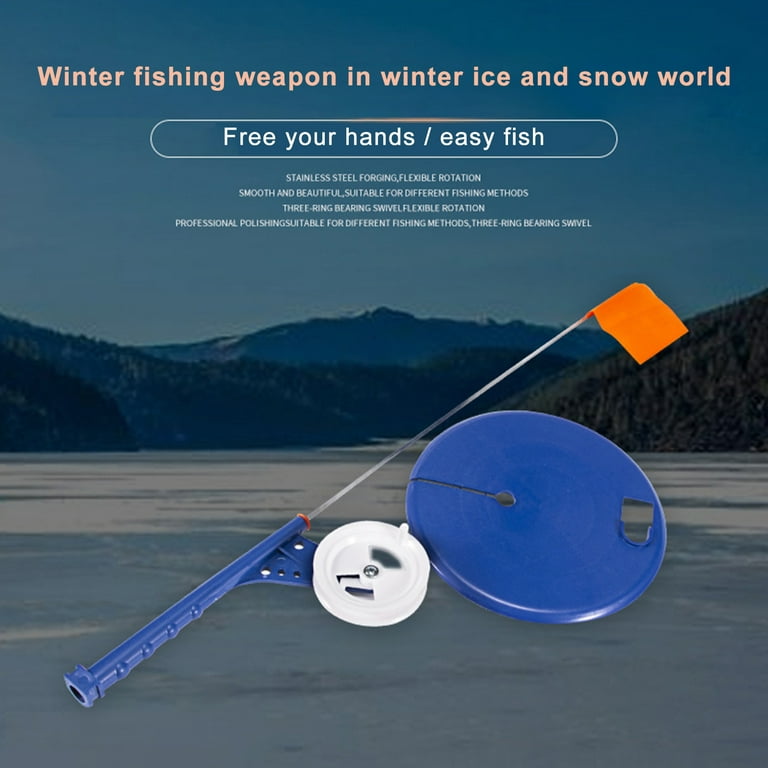 Twowood Ice Fishing Flag Solid Cold-Resistant Blue Outdoor Winter River  Floating Fishing Rod Flag for Angling