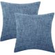 thumbnail image 1 of Funda de cojín de lino fino, juego de 2 fundas de almohada cuadradas de tejido suave y fino, decoración de cojín de sofá, funda de almohada de color sólido 18 x 18 pulgadas - azul ER, 1 of 5