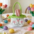 thumbnail image 2 of DefiDgd Easter Canvas Bunny Candy Bucket with Handles,Reusable Egg Hunting Treat Candy Goody Tote Bags for Party Game Favor Gifts Wrapping Supplies(Green), 2 of 6