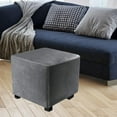thumbnail image 1 of Dustproof Footrest Foot Stool Slipcover with Elastic Bottom Ottoman Cover Dark Gray, 1 of 8