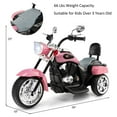 thumbnail image 3 of Costway 6V Kids Ride On Chopper Motorcycle 3 Wheel Trike with Headlight and Horn Pink, 3 of 9