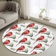 thumbnail image 3 of Christmas Cardinal Bird Round Area&nbsp;Rug 3ft Red Bird Pine Leaves Farmhouse Non-Slip&nbsp;Washable Circle Rugs Soft Felt Indoor Floor Mat for Bedroom Kitchen Living Room Bathroom, 3 of 9