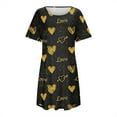 thumbnail image 4 of Gibobby Pijama algodón mujer Camisón de manga corta con estampado y cuello redondo para mujer, camisón cómodo(Negro,CH), 4 of 5