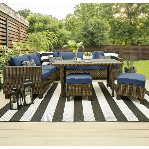 Better Homes & Gardens Brookbury 5-Piece Wicker Sectional & Dining Set