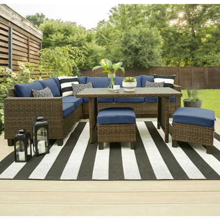 Outdoor Wicker Sectional Dining Set, Brookbury All Weather Wicker Sofa Sectional