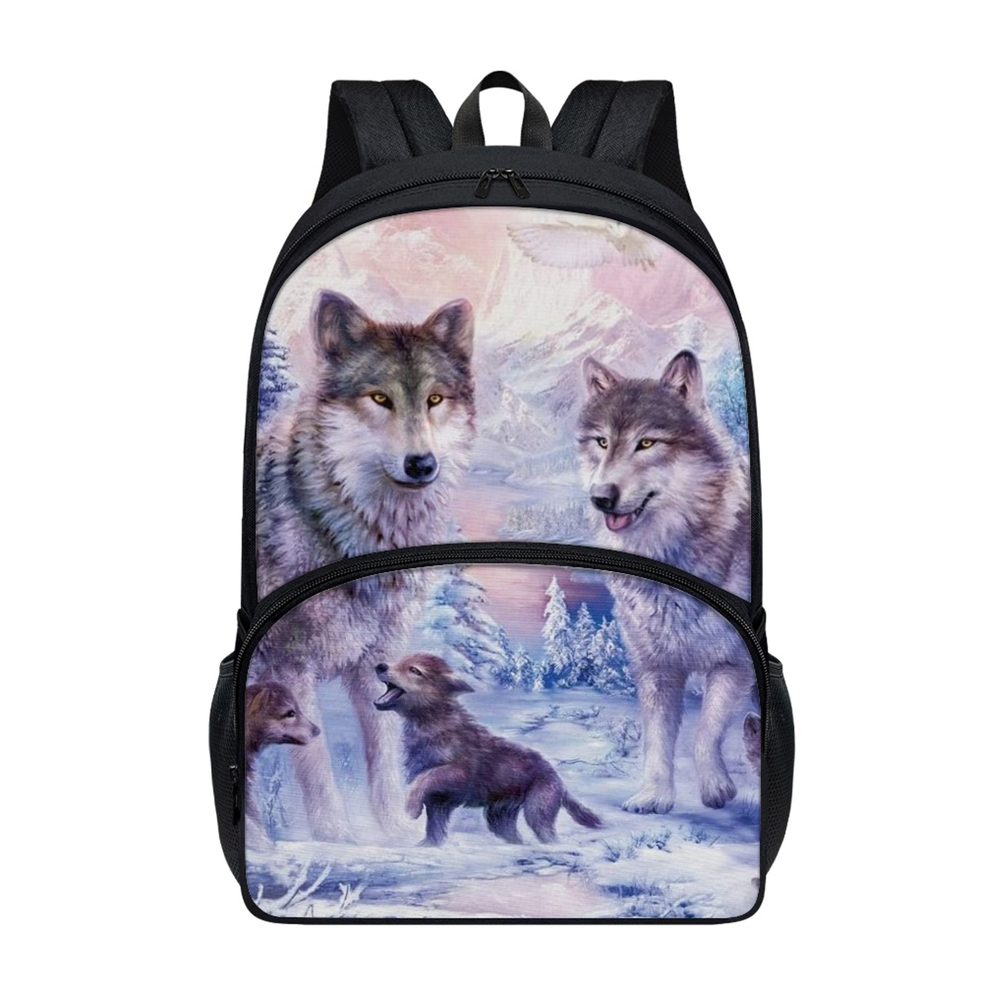 NETILGEN Wolf Family Backpack Middle School Backpacks for Girls