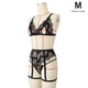 thumbnail image 1 of Conjunto de ropa interior de encaje sexy para mujer Sujetador hueco floral Panty Liguero Lencería, M Inevent XX000185-02, 1 of 7