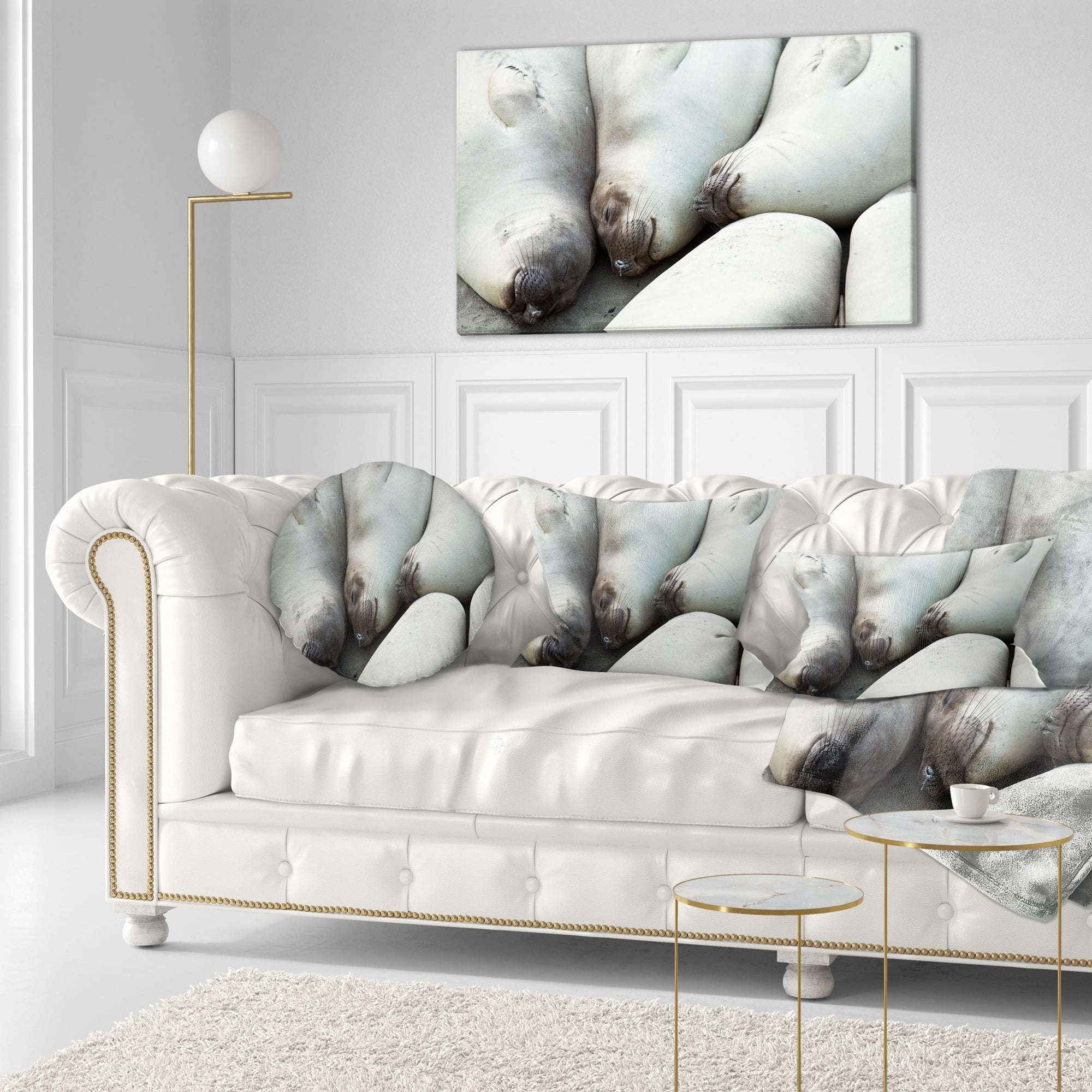 Designart Sea Elephants Taking Nap - Abstract Throw Pillow - 12x20