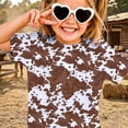 thumbnail image 3 of Ulitacool Tops For Girls Round Neck Short Sleeve Cartoon Graphic Tee 8-9 Years Brown, 3 of 4