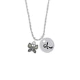 thumbnail image 2 of Delight Jewelry Two-tone Butterfly with Hearts Silvertone Script Initial Disc - K - Charm Necklace, 20"+3", 2 of 4