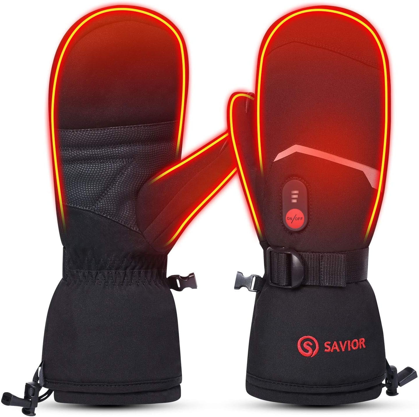 Savior Heat Heated Mittens Gloves for Men Women, 7.4V Rechargeable Electric Battery Heating Gloves, Winter Gloves for Ski Snowboarding Hunting Fishing