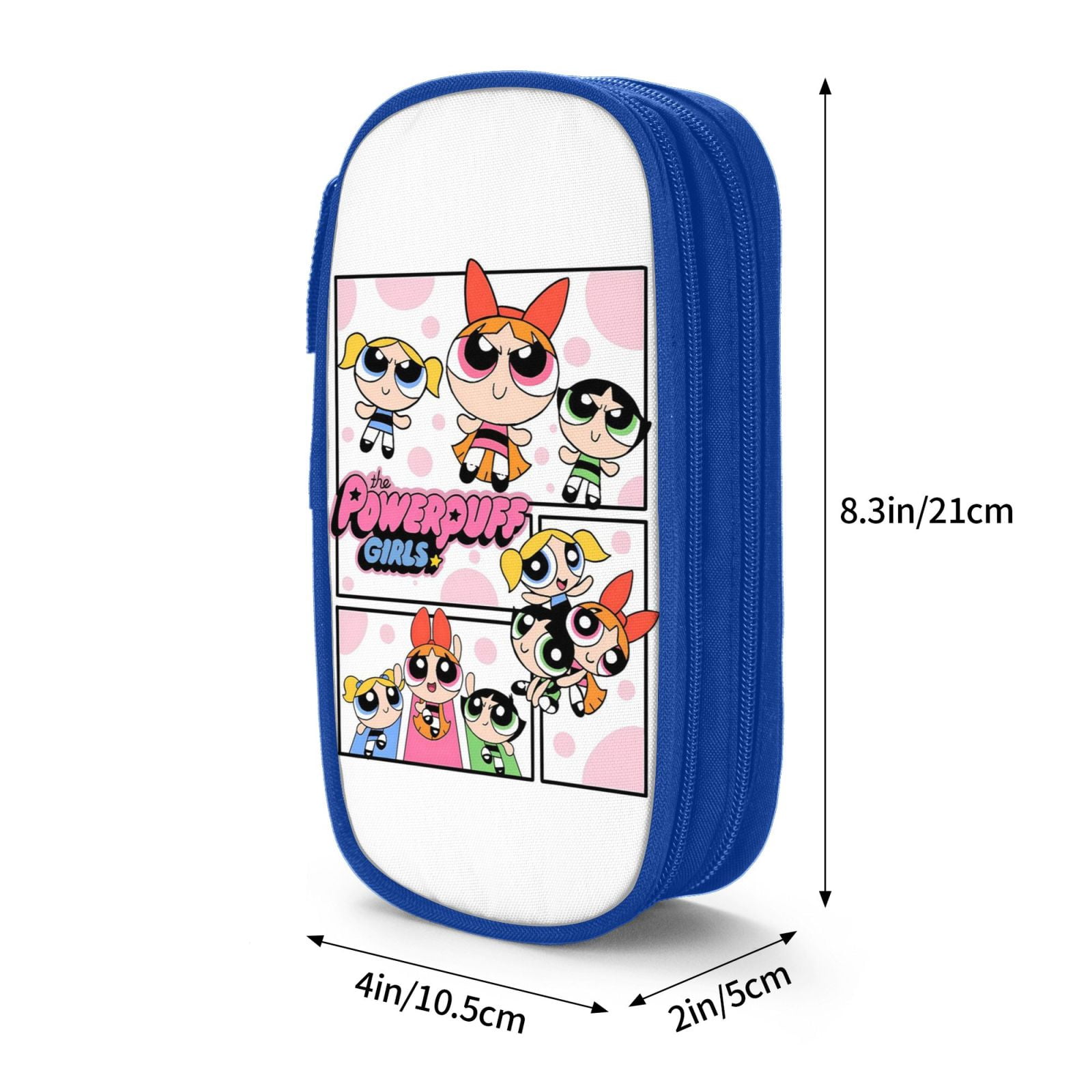 The Powerpuff Gi-rls Pencil Case Large Capacity Pencil Pouch Pen Bag Office Stationery Organizer Travel Makeup Bag Blue