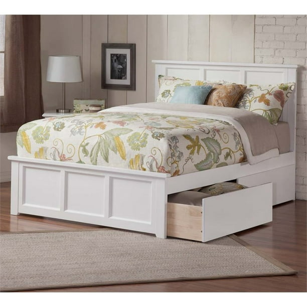 Leo Lacey Urban Traditional Hardwood, White Wood Bed Frame Queen With Storage