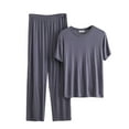 thumbnail image 2 of ALLLIST Pajamas for Men Set Big And Tall Crew Neck Sleepwear Short Sleeve Tops & Bottom Gray Solid Pjs Sets Teens Pajamas 3XL-6XL, 2 of 3