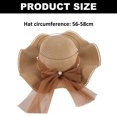 thumbnail image 2 of Sombrero de 56-58cm de circunferencia para mujer, sombrilla de verano, sombrero de paja plegable, aleros grandes, lazo informal, sombrero de playa, sombrero de viaje, 2 of 5