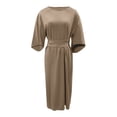 thumbnail image 4 of 2025 Vestido elegante de color liso para mujer con cintura alta, mangas murciélago, estilo informal, mezcla de poliéster, vestido de fiesta para todas las estaciones, 4 of 4