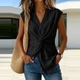 thumbnail image 4 of RQYYD Womens Sleeveless V Neck Tops Casual Twist Knot Blouses Linen Blend Wrap Tank Tee Shirts Daily Clothes, 4 of 6