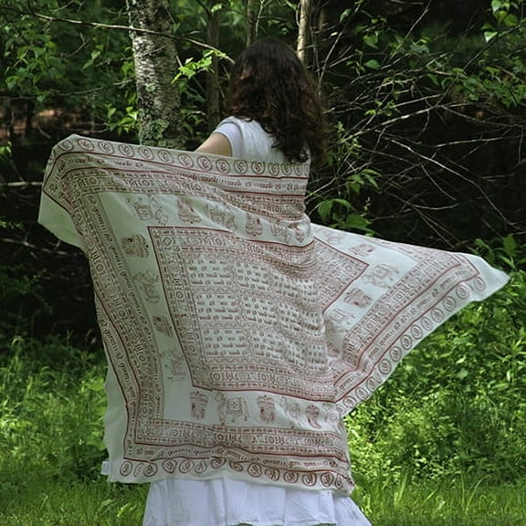 Meditation Yoga Prayer Shawl - Maha Mantra - White Large