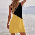 thumbnail image 5 of IROINNID Fit&Flare Dress For Women Sleeveless Round Neckline Casual Color-Blocking d Dress Strapless Contrast Color Dress, 5 of 5