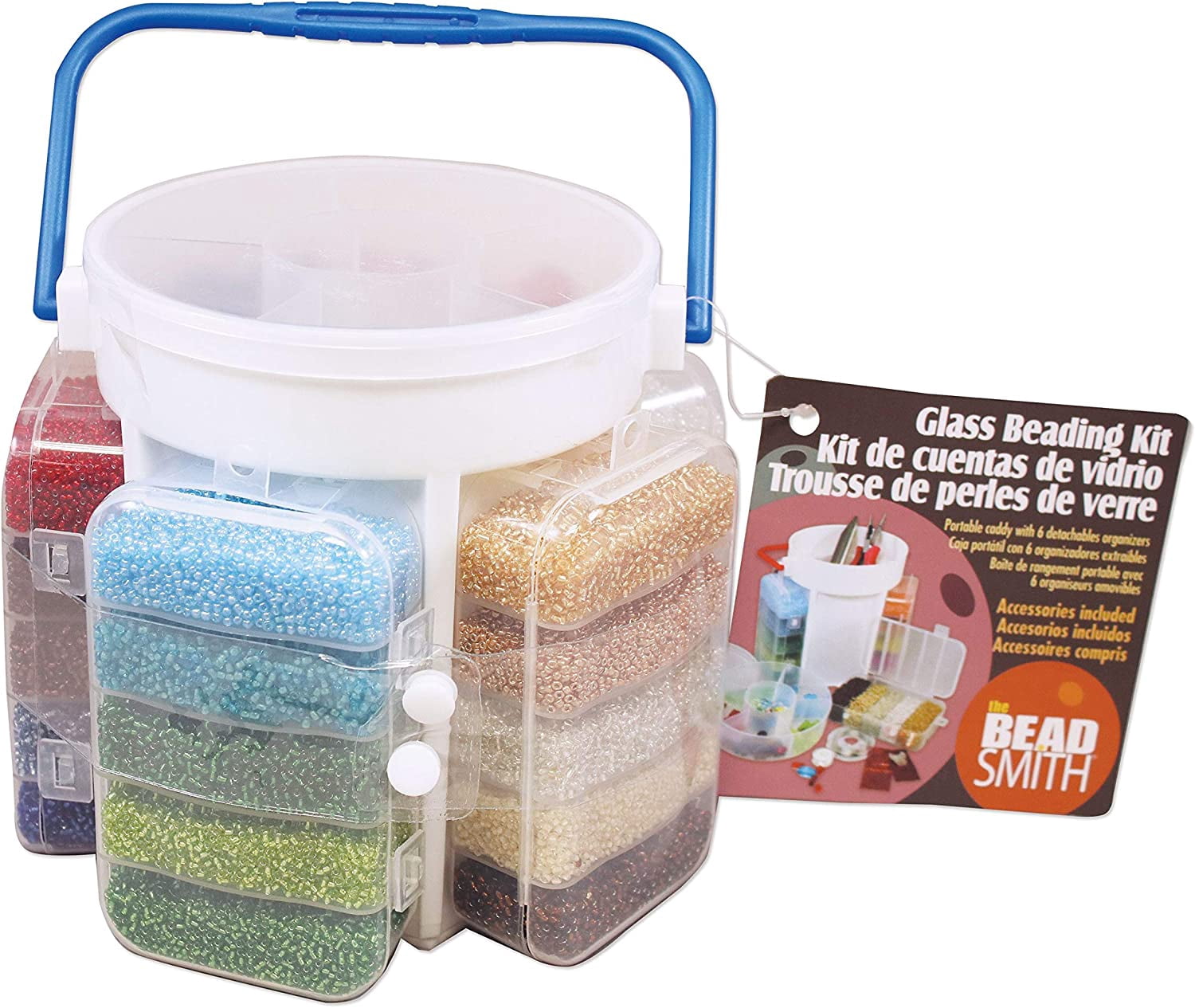 The Beadsmith Bead Caddy Portable Bead Set w/Jewelry Making Supplies. Includes 1000+ gm of Seed Beads Plus Accessories & Storage, Make Necklace, Earrings, Bracelets, Bangle Bracelet, Waist Jewelry