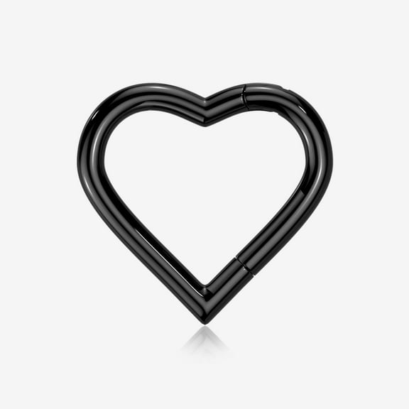 Implant Grade Titanium Blackline Heart Basic Geometric Clicker Hoop Ring