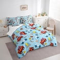thumbnail image 2 of Manfei Fire Truck Bedding Comforter Set 7-Piece, Police Car Full Bedding Set, Cartoon Dalmatian Fitted Sheet Flat Sheet, Breathable Home Decor, 2 of 7