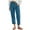 Blue, variant on leijia Plus Size Linen Pants for Women Elastic High Waisted Button Long Pants Solid Color Loose Fit Ankle Pant with Pockets