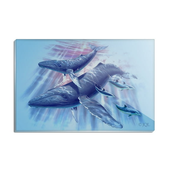 Humpback Whales Ocean Dance Rectangle Acrylic Fridge Refrigerator Magnet