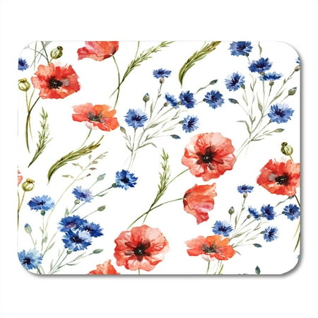 Color Cornflower Blue SIDONKU Blue Flower Poppy Cornflower Watercolor Pattern Pink Floral Daisy Ditsy Mousepad Mouse Pad Mouse Mat 9x10 inch ()