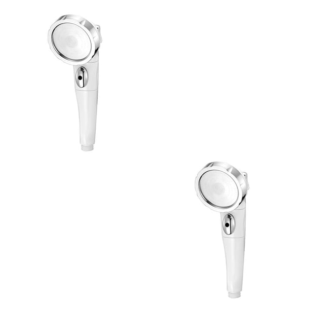 Inteprter Cabezal de ducha de lluvia, parada de agua automática, cabezal de ducha ahorrador de agua, rociador de baño de alta presión, blanco plateado 2piezas