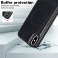 thumbnail image 5 of for iPhone X/XS PU Leather Back Case, Built-in Invisible Stand [Compatible with Magsafe] Protective Slim Kickstand Anti-fall Phone Cover Compatible with iPhone X/XS, Black, 5 of 8