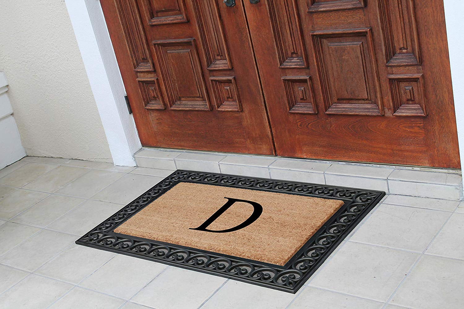 A1HC 30"x48" Natural Coir & Rubber Paisley Monogrammed Door Mat, Heavy-Duty, Low-Profile, Anti-Shed Outdoor Entrance Mat