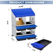 Nesting Boxes for Chickens, 4 Holes Chicken Nesting Box with Removable Tray, Easy Egg Collection, Roll Away Nesting Box for Hens, Chicken Co-op, Double Layer