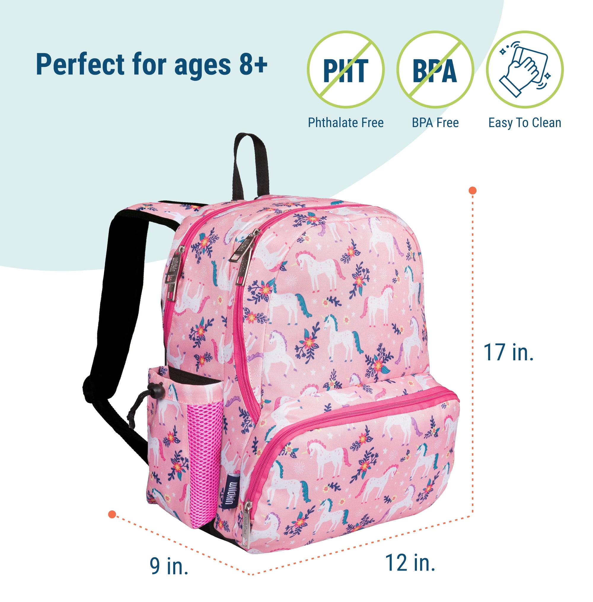 Wildkin Kids 17 Inch Backpack for Boys and Girls, Perfect for School and Travel (Magical Unicorns Pink)
