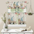 thumbnail image 6 of 3 Piece Kitchen Curtains Tiers and Valances Set, Hello Spring Gnome Colorful Flower Tulip Vintage Watercolor Floral Bird Short Rod Pocket Window Curtain for Bedroom, Bathroom, 6 of 6