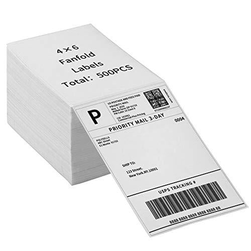 500 Fanfold 4"x6" Direct Thermal Shipping Labels Stack Barcode Labels Zebra USPS