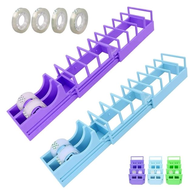 Tape Dispenser for Wrapping, Portable Ribbon Cutter Machine, Foldable Double Roll Tapes Dispensers
