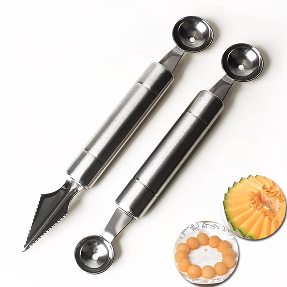 REOFLYUP 2-Pack Stainless Steel Melon Baller Scoop Set for Watermelon and Fruit, Digging Tool