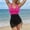 A495 Hot Pink, variant on Women's One Piece Swimsuits Halter V Neck Mesh Patchwork Monokini Ruched Tummy Control Swimdress Skirted Bathing Suits Flattering Slimming Beachwear Built-in Padding
