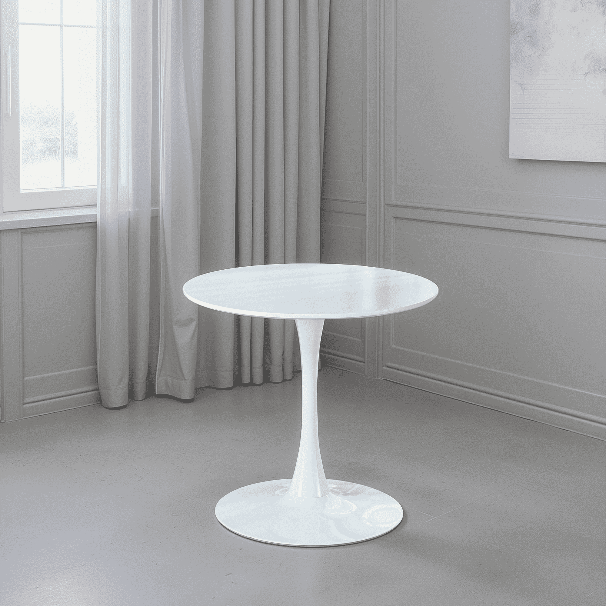 MAYEERTY 31.5" White Tulip Dining Table Retro Seats 2-4 Small Dining