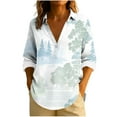 thumbnail image 2 of Craaazy Women's V Neck Long Sleeve Tops Loose Prints Spring Button Shirts Gifts, 2 of 6