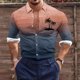 thumbnail image 1 of Blusa y camisa de manga larga con cuello vuelto para hombre, estilo casual, a la moda, con botones estampados, blusa de manga larga con cuello vuelto, camisetas de poliéster para hombre, 1 of 5